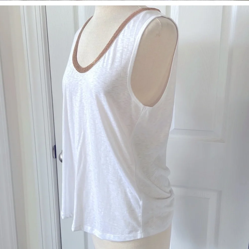J. Crew gold Beaded Neckline Tank Top cream size Large